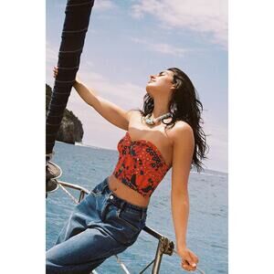 Farm x Anthropologie Structured Corset Orange Sz Large